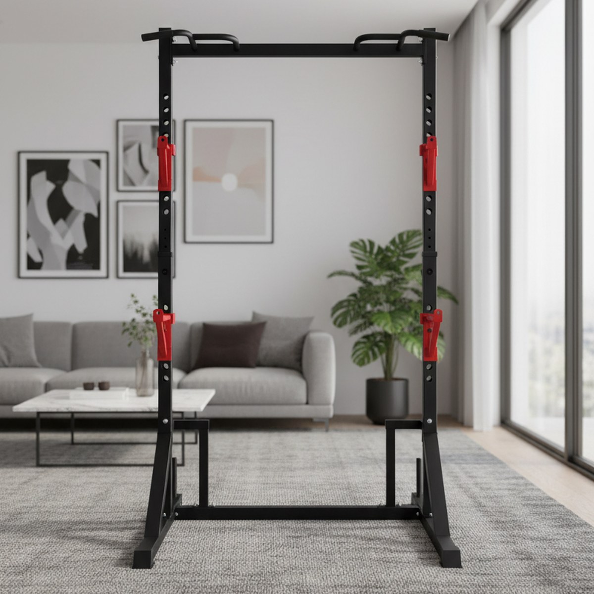 Home Gym Pull Up - Rack de fuerza ajustable con barra