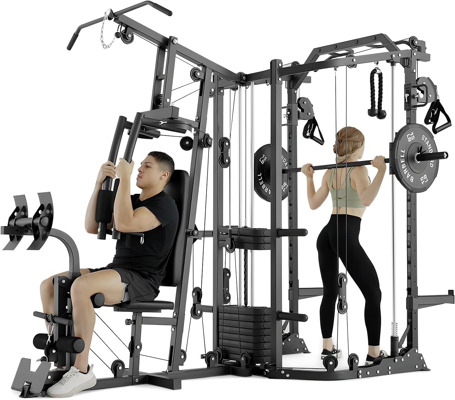 Home Gym Cable Machine With Weight Stack - Máquina SmithΔ de Doble Estación, Estación