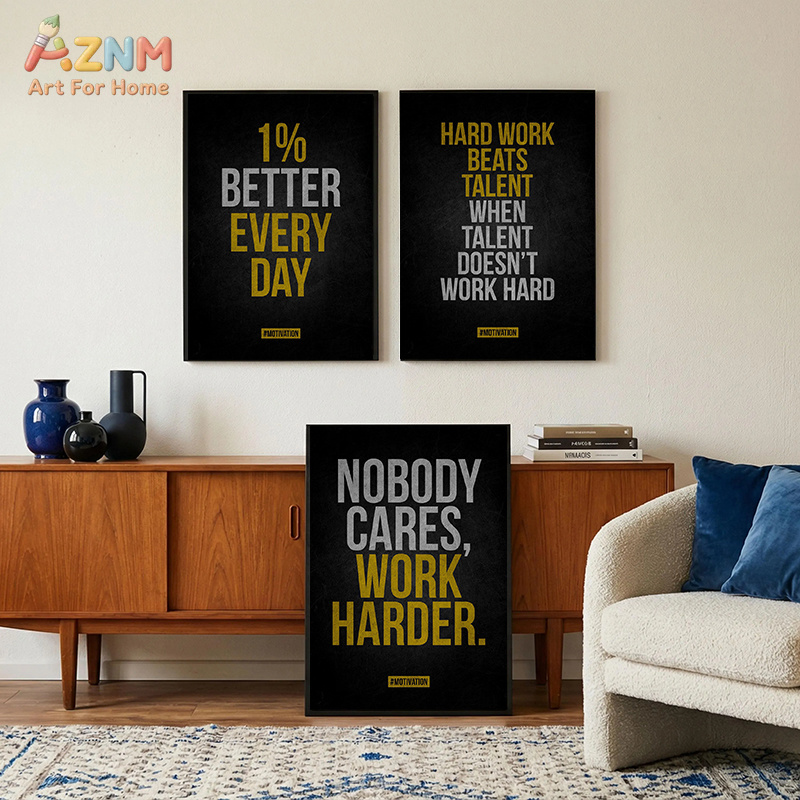 Home Gym Gold - AZNM - Lienzo decorativo con cita